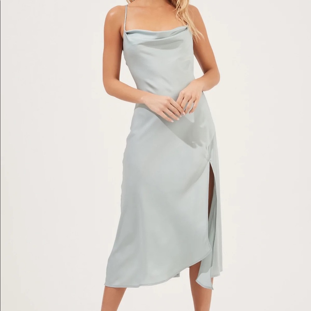 ASTR The Label Gaia Midi Dress in Light Sage